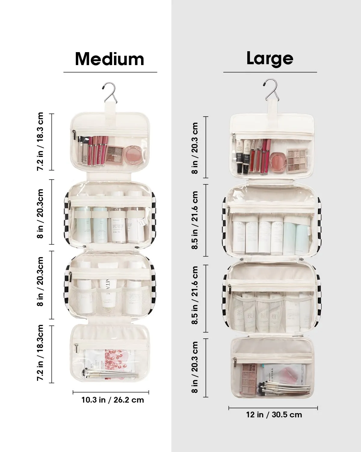 Narwey Beauty Case da Viaggio a Quadri con Gancio