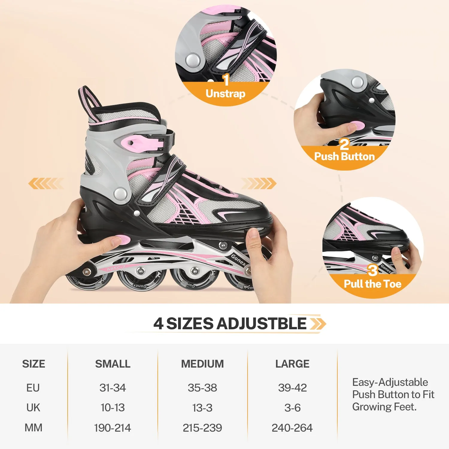 Gonex Inline Skates pattini in linea bambini