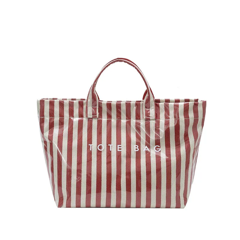 Narwey borsa tote PVC a righe grande