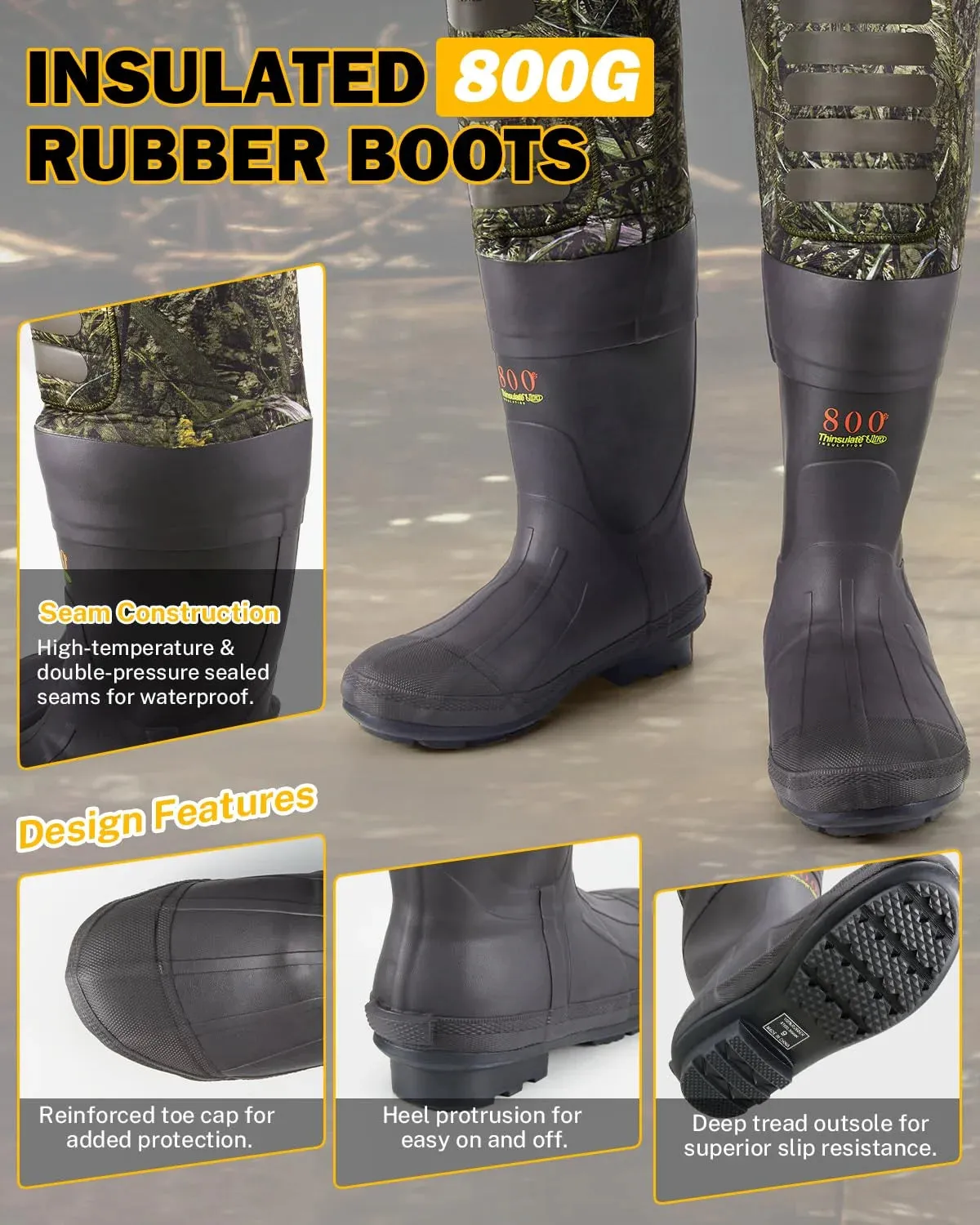 Gonex Waders Pesca Neoprene Mimetici con Stivali