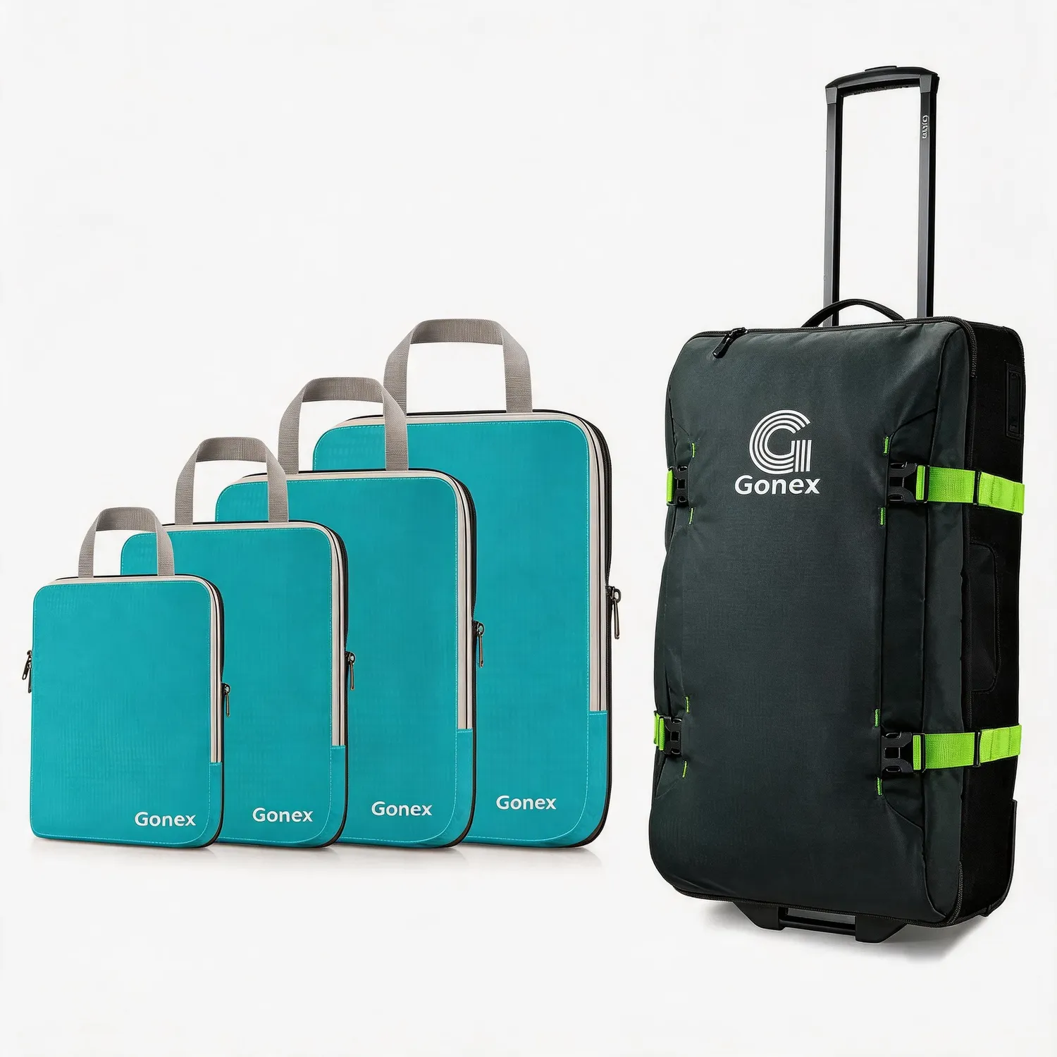 Gonex Long-Haul Flight 2-Piece Set borsone trolley con cubi compressione