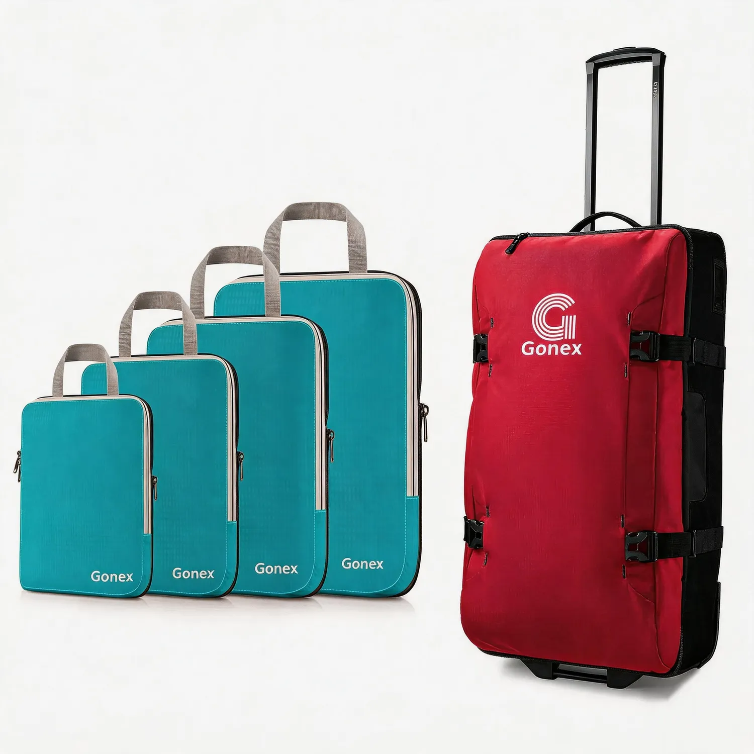 Gonex Long-Haul Flight 2-Piece Set borsone trolley con cubi compressione