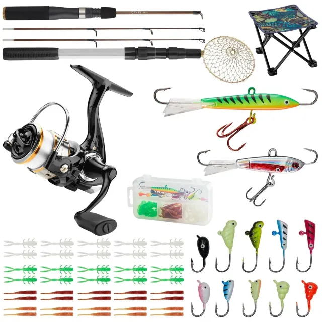 Gonex kit ice fishing canna ghiaccio con accessori