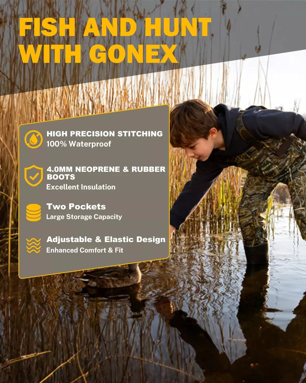 Gonex waders pesca bambini neoprene 4 mm