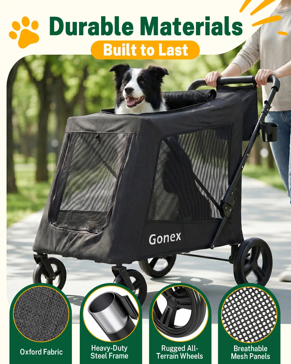 Gonex passeggino cani grandi telaio acciaio