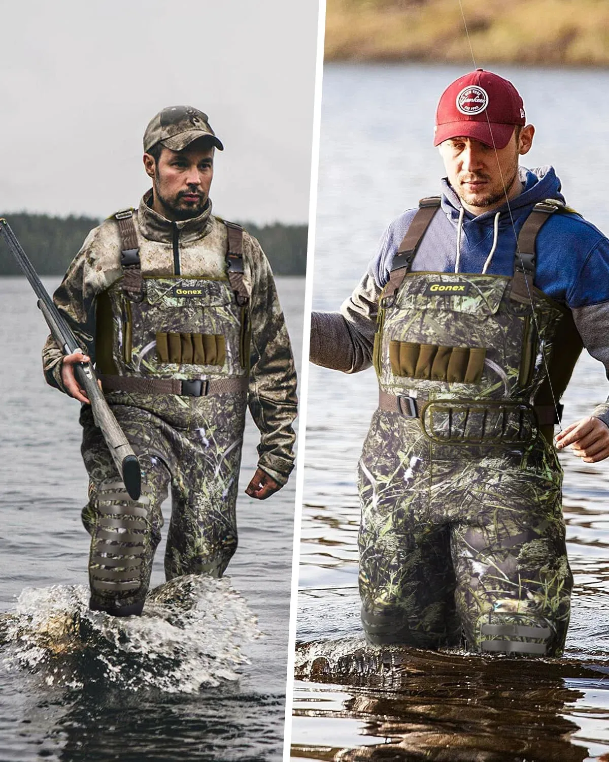 Gonex Waders Pesca Neoprene Mimetici con Stivali