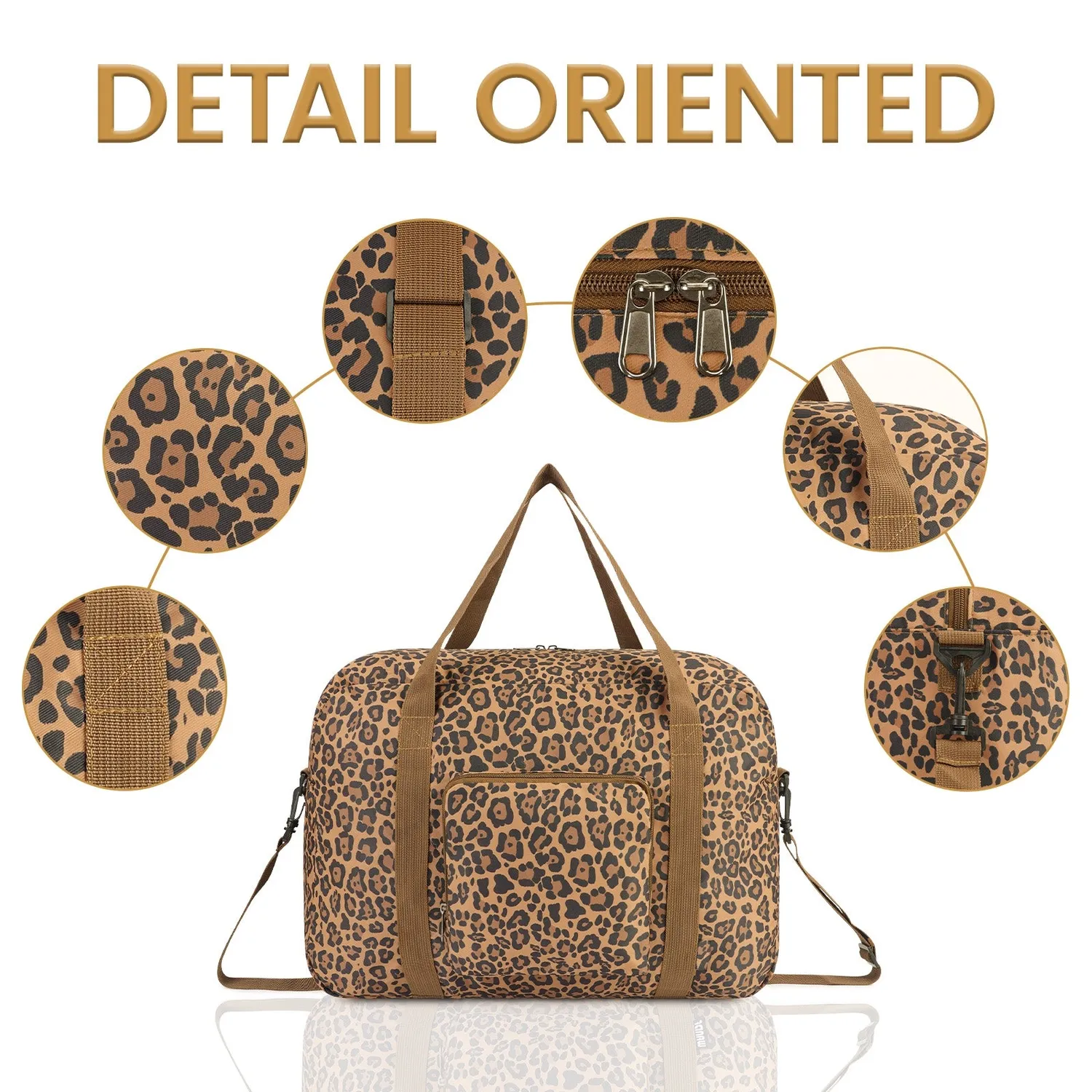 Narwey Borsone Pieghevole Leopardato con Tracolla