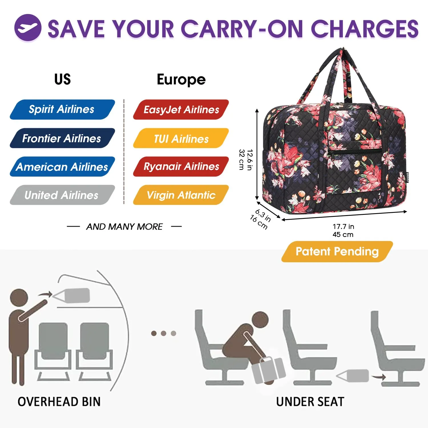 Narwey Travel Duffel borsa viaggio sotto sedile