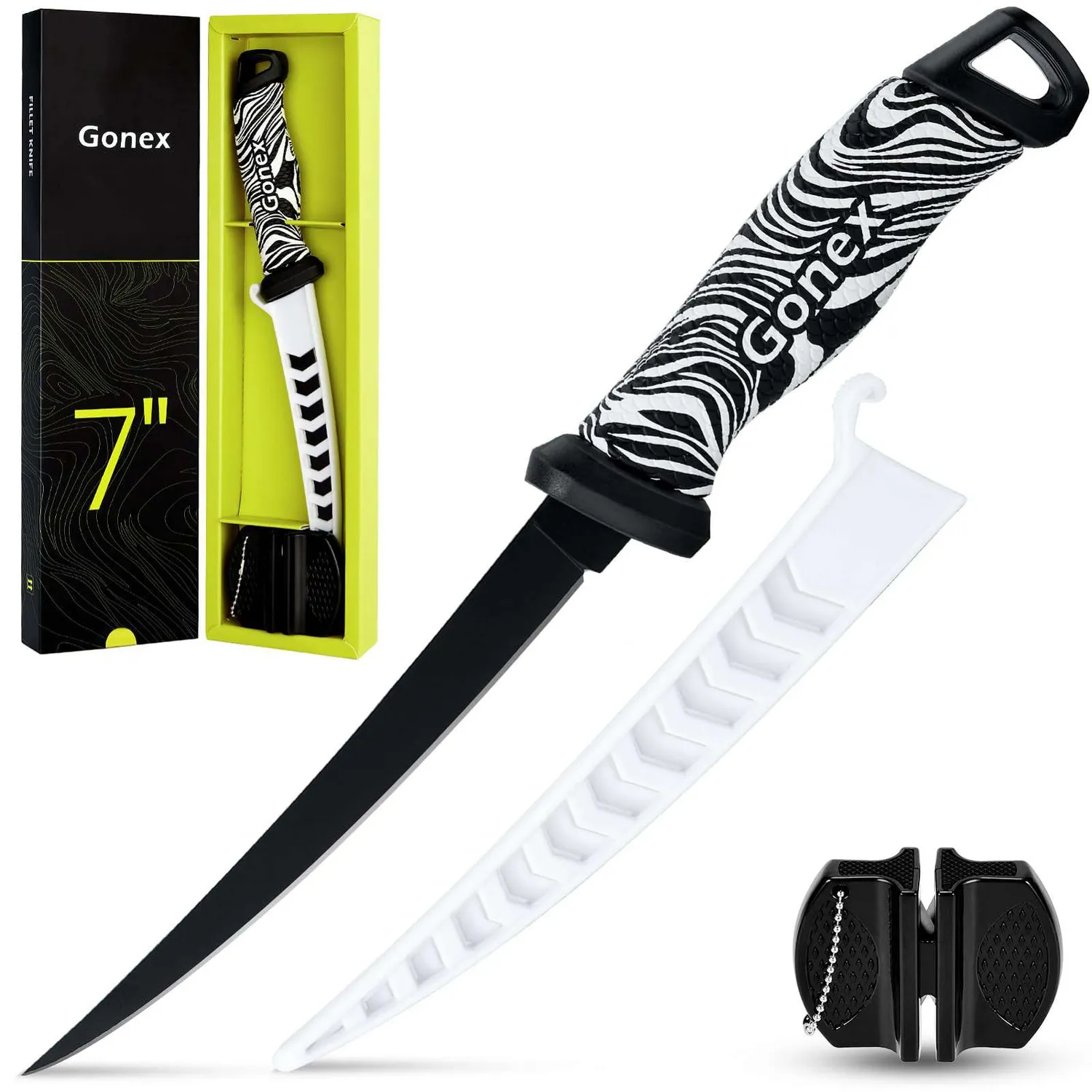 Gonex Coltello da Sfiletto Pesca con Affilatore