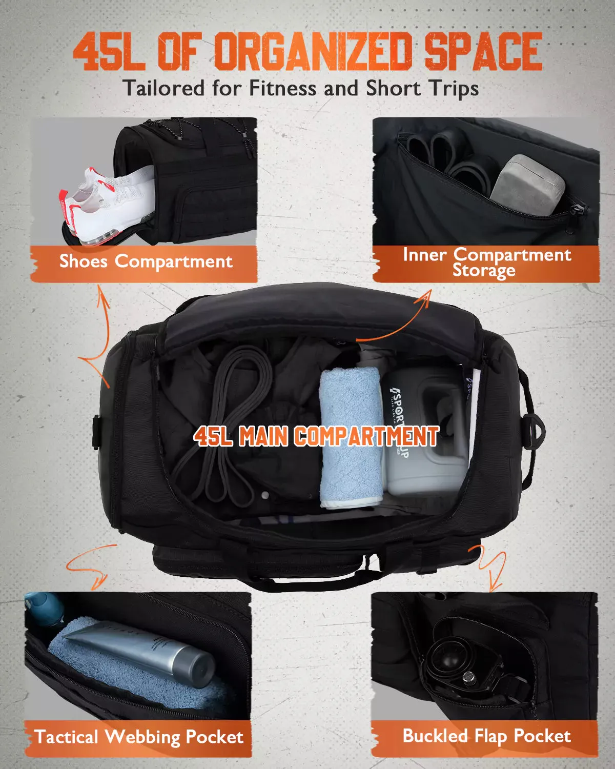 Gonex Borsone Zaino Convertibile 3 in 1 con Scomparto Scarpe