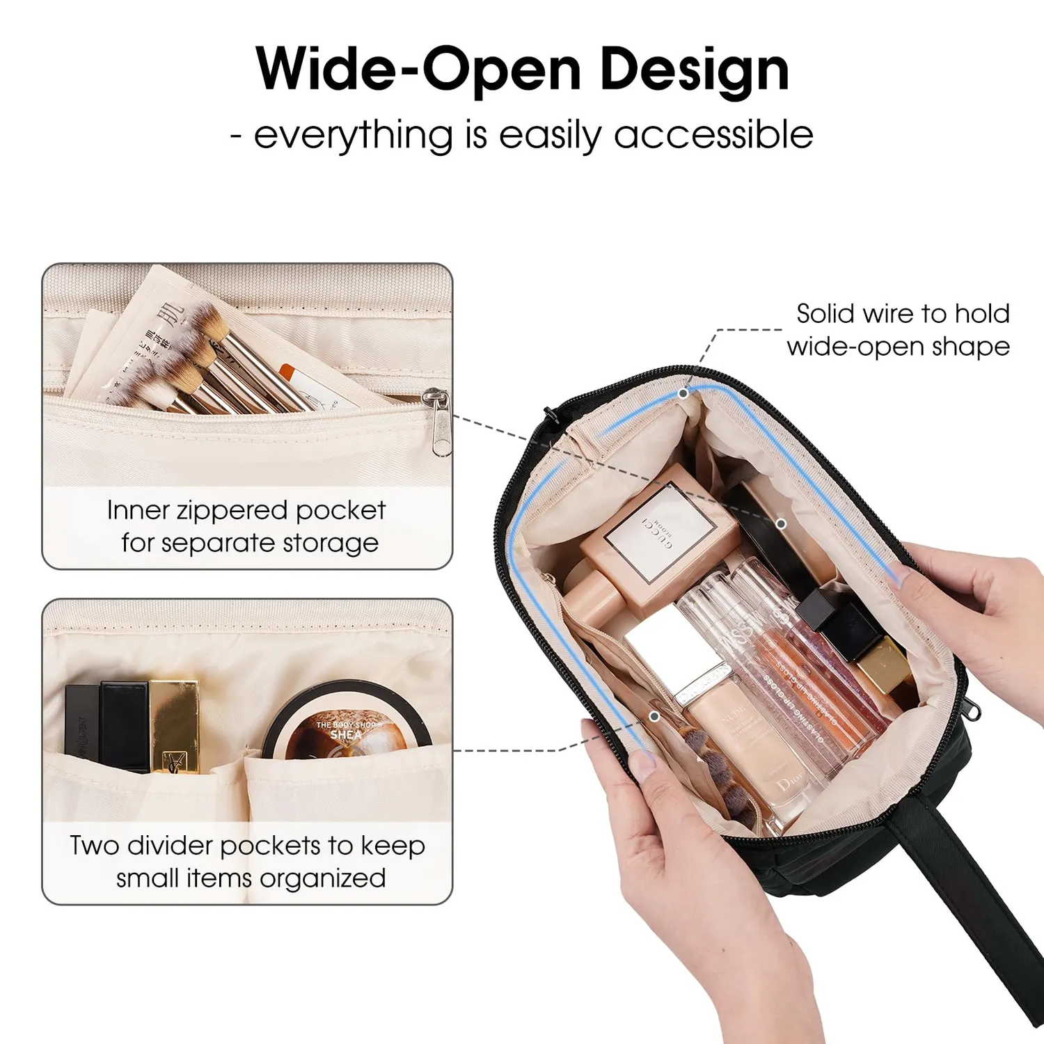 Narwey Wide-open trousse trucco impermeabile