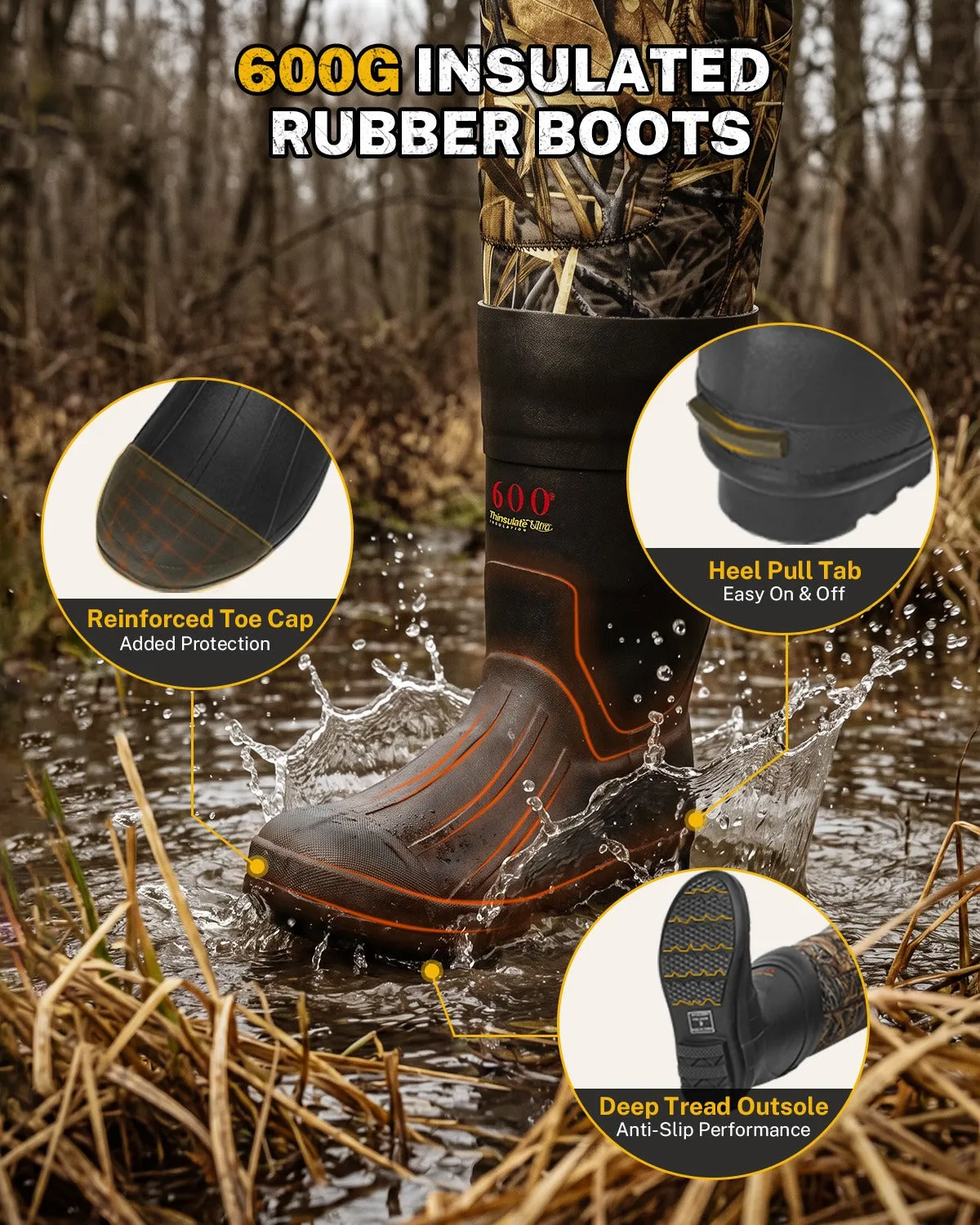 Gonex 4.5mm waders caccia neoprene con stivali