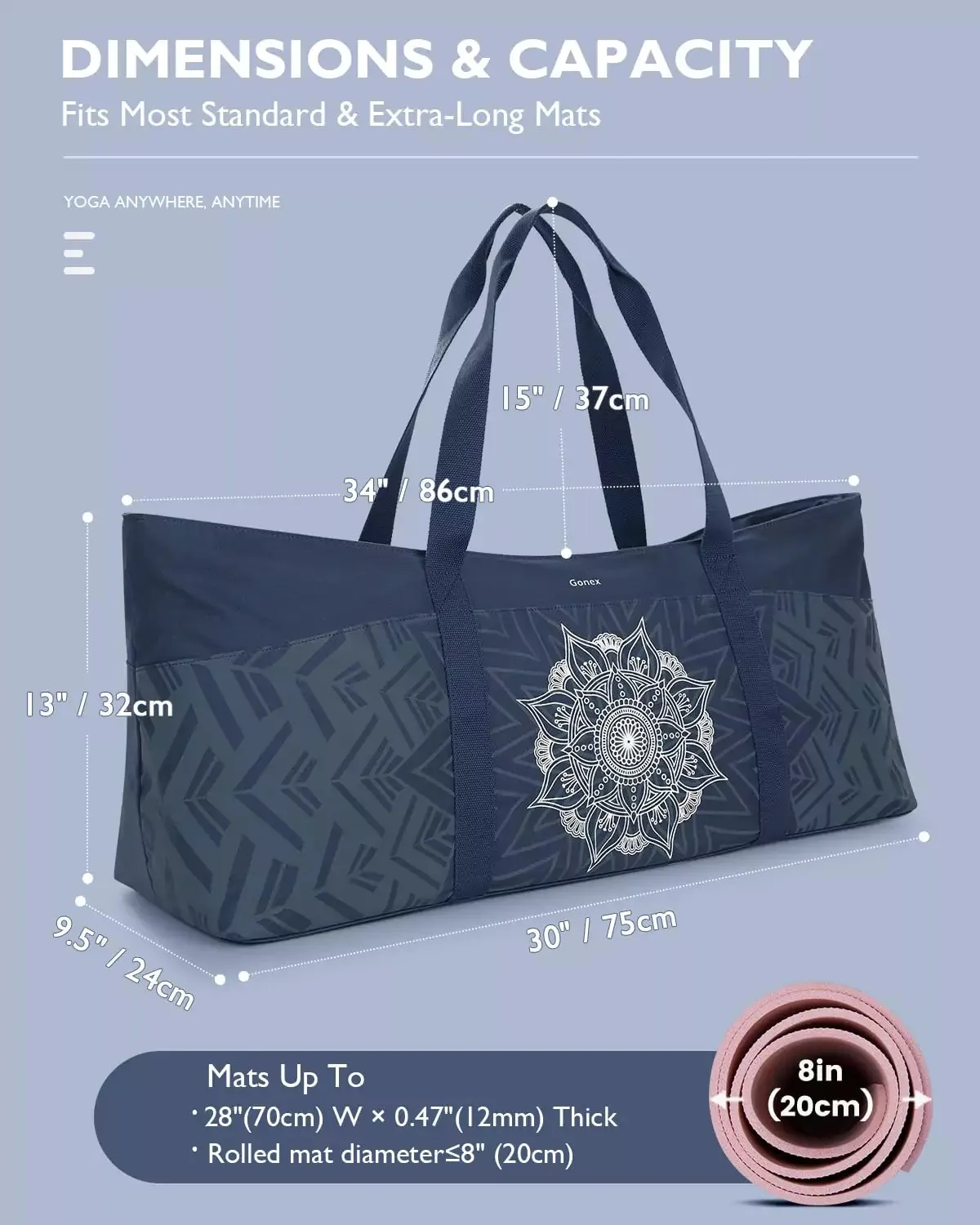 Gonex Borsa per Tappetino Yoga XL in Tela