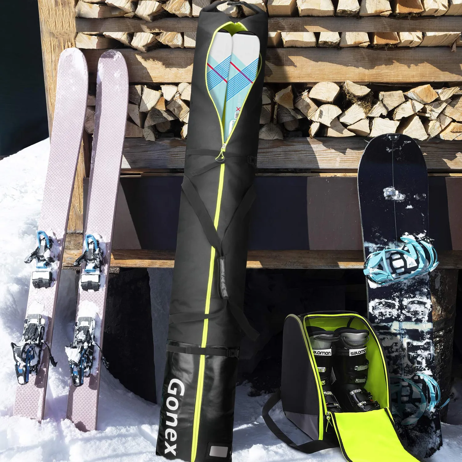 Gonex Padded Ski Bag and Boot Bag Combo borsa sci imbottita