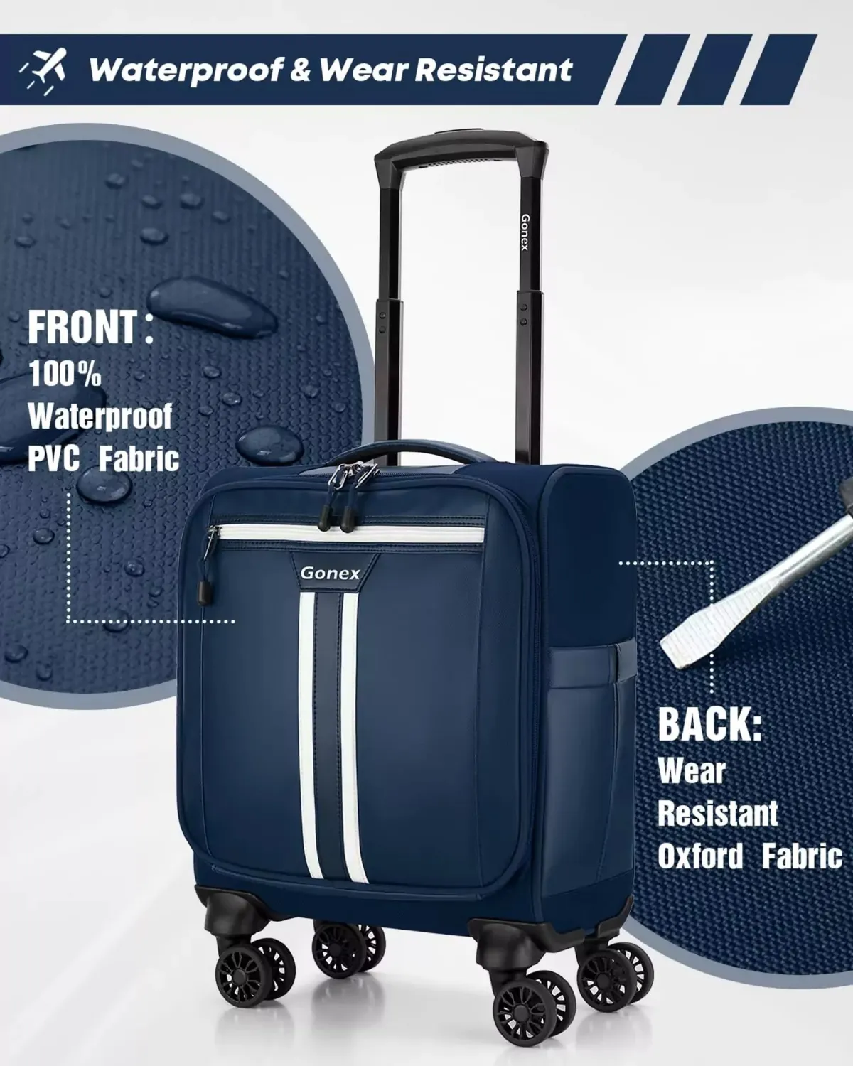 Gonex Trolley Cabina 16 Pollici 4 Ruote Sotto il Sedile